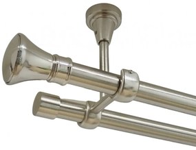 Galerie dubla prince fara inele prindere tavan 19/19 mm inox (Alege marime: 140 cm)