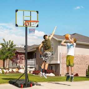 SPORTNOW Coș de Baschet pentru Copii 6-14 Ani, Coș de Baschet cu Înălțime Reglabilă, Roți și Bază Umplută, 71x46 cm, Galben | Aosom Romania