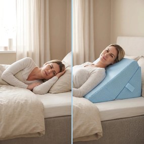 Perna multifunctionala 7-in-1 memory foam pliabila, cap/spate/picioare, Albastru deschis