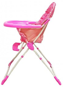 Scaun de masa pentru copii si bebe Baby Care™ CH ,Pliabil, Centura de siguranta, Sezut comfortabil, Masuta detasabila, Model Floricele , Roz