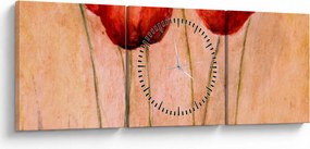 Tablou - Lalele roșii (cu ceas) (90x30 cm)