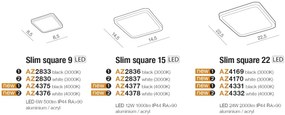 Spot LED pentru baie incastrat IP44 Slim 22 square 3000K negru