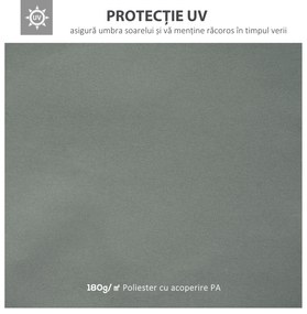 Outsunny Prelata pentru Foisor 4x3 m cu 2 Niveluri, Acoperis pentru Foisor din Poliester Anti UV cu Chingi din Velcro si 10 Orificii de Drenaj, Gri
