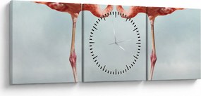 Tablou cu doi flamingo (cu ceas) (90x30 cm)