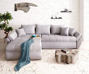 Colțar extensibil dumonde cu ladă de depozitare si sezut confortabil din spuma high-density, Loana Enjoy Grey 270x185 cm
