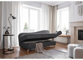 Șezlong gri cu tapițerie din catifea reiată (cu colț pe partea dreaptă) Chic Charlotte – Miuform