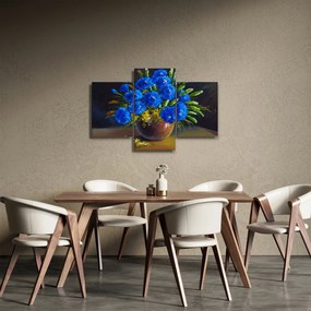 Tablou - Flori albastre în vază (90x60 cm)