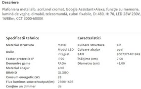 Plafoniera LED dimabila cu telecomanda RADA 28W