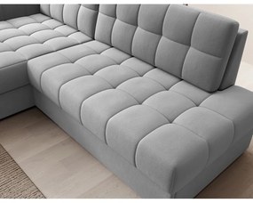 Colțar gri extensibil cu tapițerie din catifea (cu colț pe partea stângă/cu șezlong) Blezalt – ELTAP