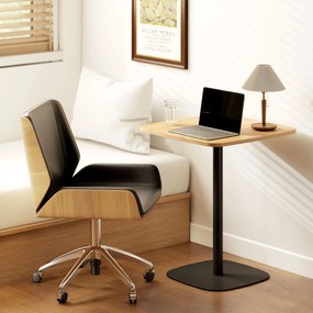 HOMCOM Masă mică, 60 cm, pătrată, blat MDF, bază din oțel, pentru living, sufragerie, bucătărie, lemn natural+negru | Aosom Romania