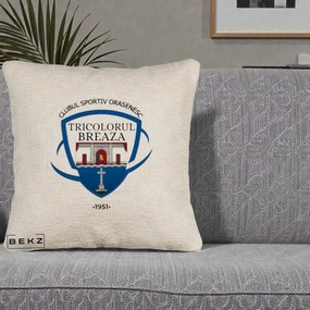 Perna Personalizata CSO Tricolorul Breaza 1951, 40x40 cm, Bej Canapea, Husa Detasabila, Perna Inclusa, BEKZ®