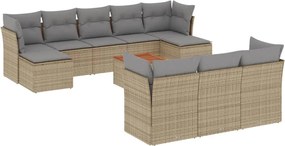 vidaXL Set canapele de grădină, 11 piese, cu perne, bej, poliratan