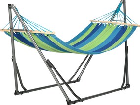 Outsunny Hamac pentru Exterior cu Arc cu Suport Curbat, Material din Bumbac Comfortabil si Cadru de Otel, Negru | Aosom Romania