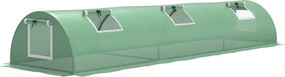 Outsunny Seră de Grădină Tunel cu 5 Ferestre Rulante din Oțel, PE și PP, 300x80x45 cm, Verde | Aosom Romania