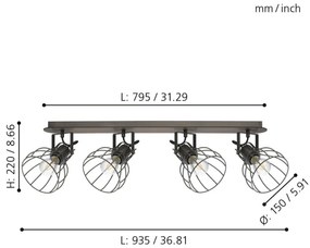 Eglo 98137 - Lampă spot SAMBATELLO 4xE27/40W/230V