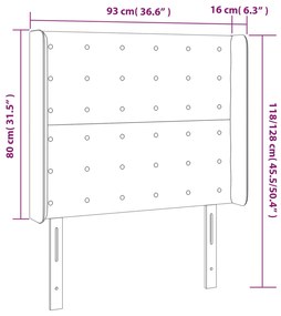 Tablie de pat cu LED, maro inchis, 93x16x118 128 cm, textil 1, Maro inchis, 93 x 16 x 118 128 cm