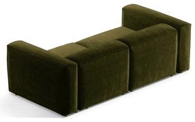 Canapea verde cu tapițerie din catifea reiată 224 cm Bergamo – Cosmopolitan Design