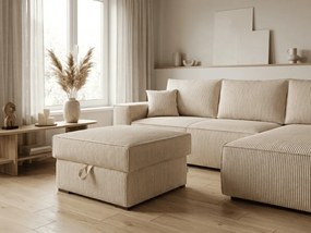 Taburet crem SMART COSARO cu spatiu de depozitare 65x65 cm