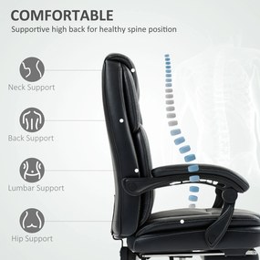 HOMCOM Scaun de birou rabatabil cu suport pentru picioare și capacitate de 120 kg, negru | Aosom Romania