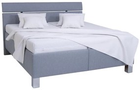 Pat tapițat ALIS, 180 x 200 cm, cu saltea inclusă și spațiu de depozitare, gri deschis