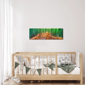 Tablou - Pădure de bambus japoneză (cu ceas) (90x30 cm)