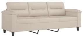 349231 vidaXL Canapea cu 3 locuri, crem, 180 cm, țesătură microfibră