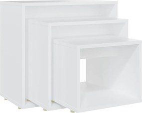vidaXL Măsuțe suprapuse, 3 buc., alb, PAL