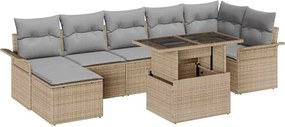 vidaXL Set de canapele pentru grădină cu pernă 8 pcs Bej Rattan poli