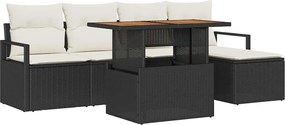 vidaXL Set de canapele pentru grădină 6 pcs Negru Rattan poli