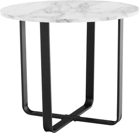 Masuta cafea SALINO, alb cu efect de marmura, metal, 60x60x50 cm
