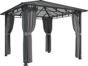 Outsunny Pavilion de grădină aprox. 3 x 3 m, pavilion metalic cu acoperiș din policarbonat de 6 mm, 4 părți laterale, UV50+ gri închis | Aosom Romania