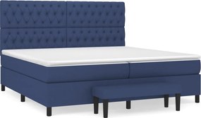 vidaXL Pat box spring cu saltea, albastru, 200x200 cm, textil