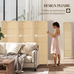 HOMCOM Paravan Decorativ pliabil cu 6 panouri, 240x170 cm, Negru | Aosom Romania