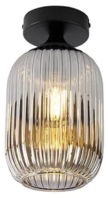 Plafoniera Art Deco neagra cu sticla fumurie - Banci