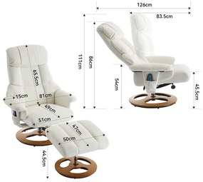 Fotoliu confortabil de relaxare cu funcție de masaj și încălzire, Alb | Aosom Romania