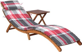 vidaXL Șezlong de grădină cu masă și pernă, lemn masiv de acacia