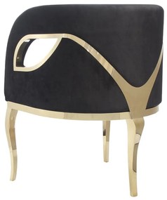 Fotoliu tapitat Morello negru/gold – H78 cm