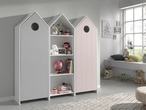 Set 3 Dulapuri pentru Copii Căsuță, Roz și Gri, (MDF) – CASAMI – Vipack
