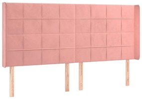 3119645 vidaXL Tăblie de pat cu aripioare, roz, 183x16x118/128 cm, catifea