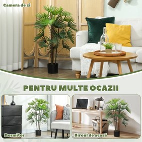 HOMCOM Plantă artificială de 90 cm din plastic verde cu ghiveci de Ø16.5x13.5 cm | Aosom Romania