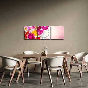 Tablou cu lalele (cu ceas) (90x30 cm)