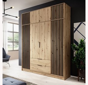 Dulap Neria 206 cm - stejar artisan / negru