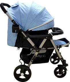 Carucior nou nascuti 2 in 1 BABY CARE™ PRO 511, Cadru aluminiu, Maner reversibil, Spatar reglabil 5 trepte, Amortizoare, Frana picior, Albastru