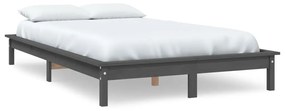 820538 vidaXL Cadru de pat, gri, 120x200 cm, lemn masiv de pin