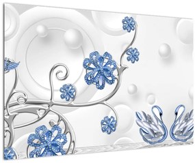 Tablou - Lebede albastre (90x60 cm)