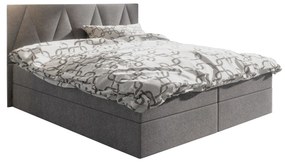 Pat matrimonial Boxspring 140 cm Fade 3 (gri) ( cu saltea și sp. depozitare). 1046506