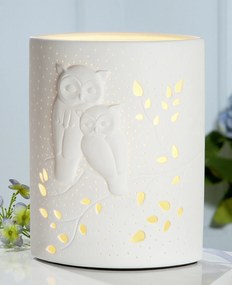 Lampa Ellipse Owls, Portelan, Alb, 18x28x10 cm