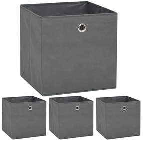 Cutii de depozitare, 4 buc, material netesut, 32x32x32 cm, Gri 4, 1, Gri, Gri