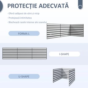 Outsunny Paravan de Plajă Pliabil din Poliester 540x150 cm Gri | Aosom Romania