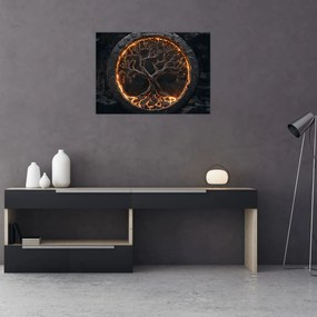 Tablou pe sticlă – Arborele vieții în lavă I. (70x50 cm)